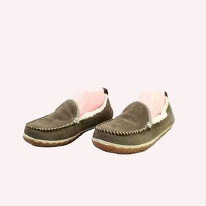 LL Bean Women's Dark Cement Suede Fleece Lined Mountain Slippers ~ 8 M